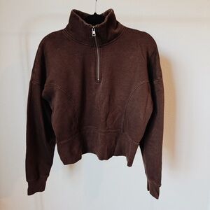 Target Universal Threads Brown Cropped Quarter Zip Sweatshirt Pullover